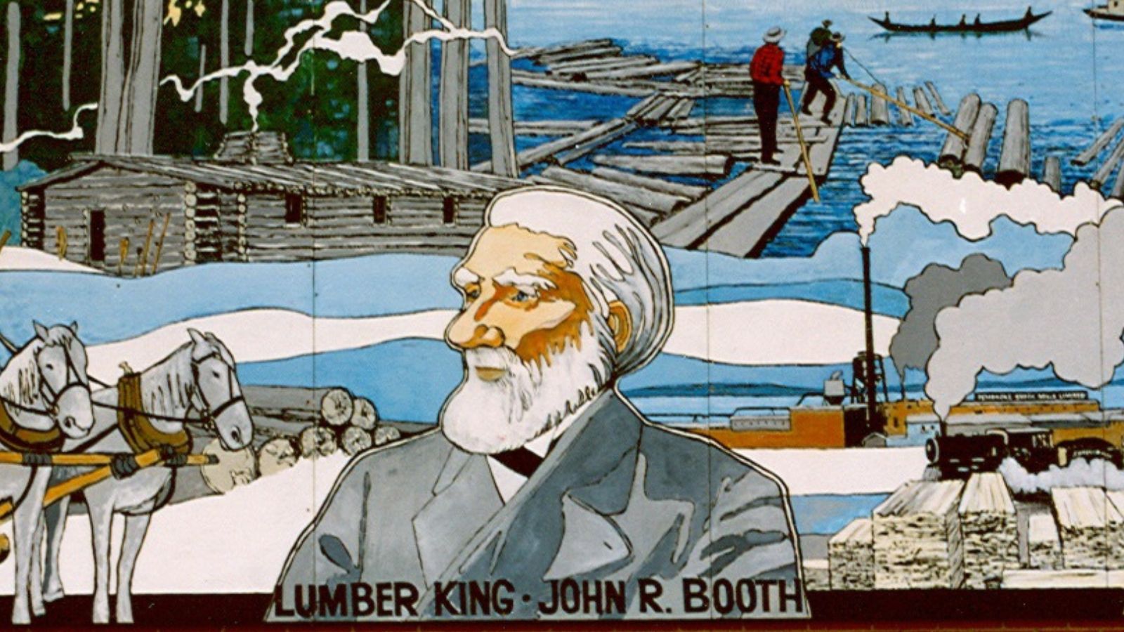 Photo of the Lumbering Industry mural.